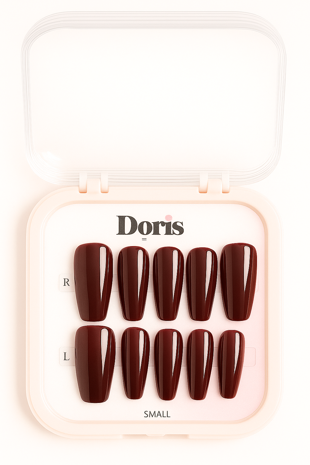 Deep Red Press On Nails - Burgundy Wine Glossy Coffin Long False Nails Set - Doris Beauty