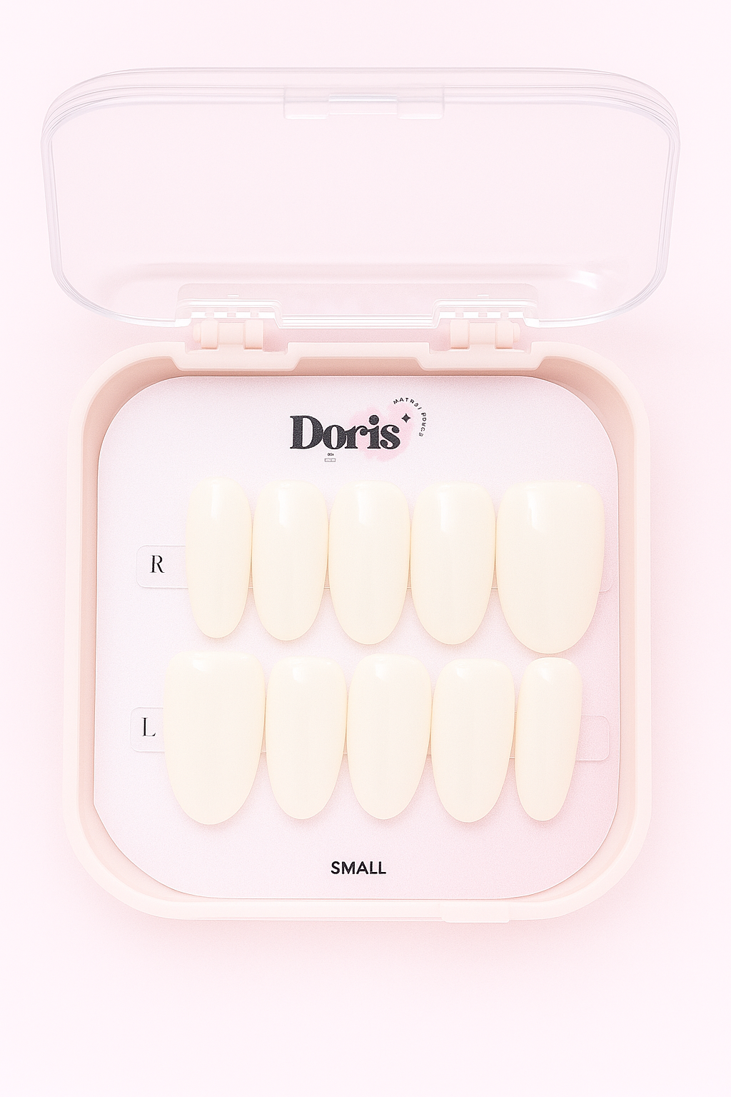 Milky White Press On Nails - Cream Ivory Glossy Oval Medium False Nails Set - Doris Beauty