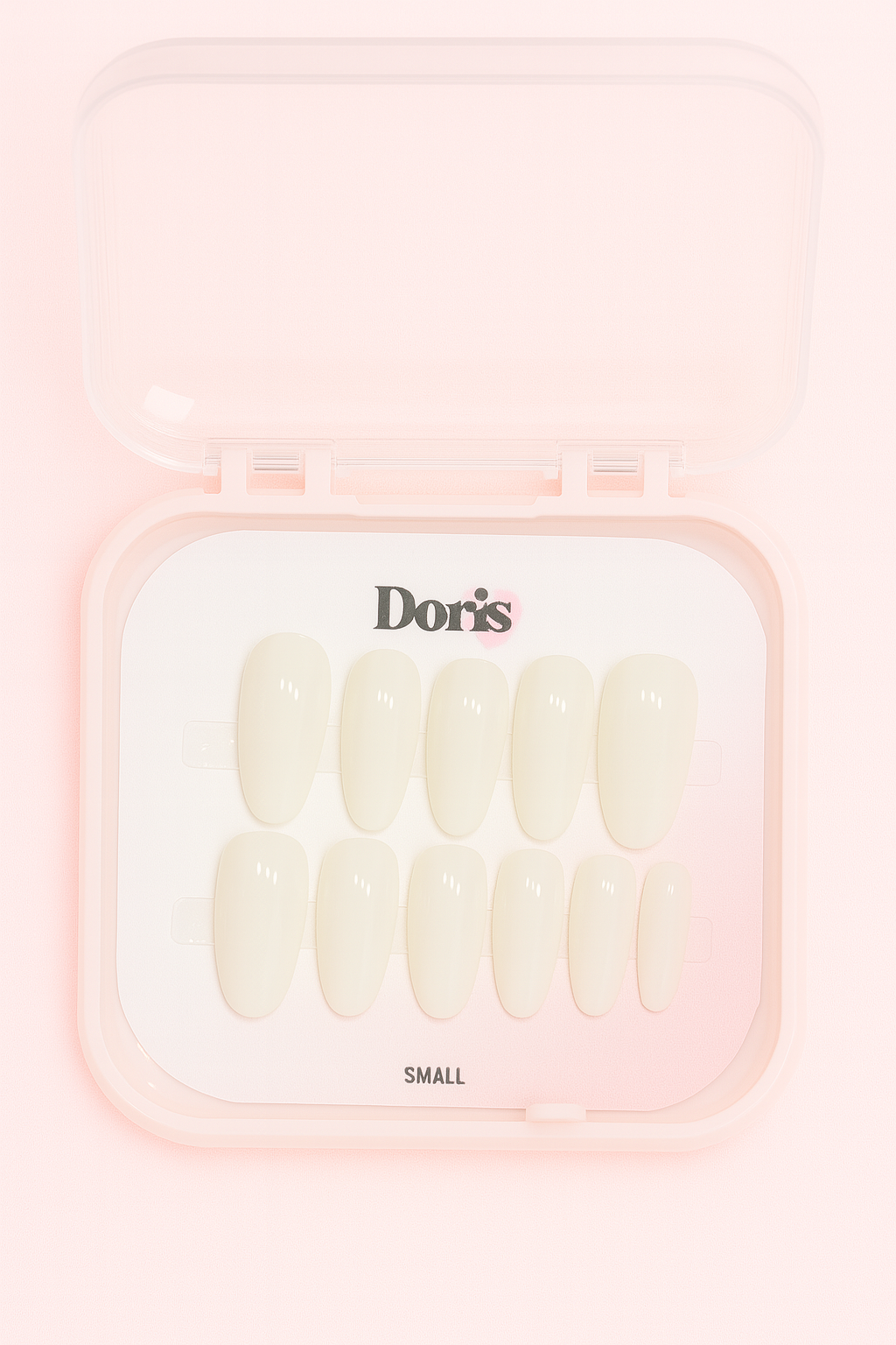 Milky White Press On Nails - Cream Ivory Glossy Oval Medium False Nails Set - Doris Beauty