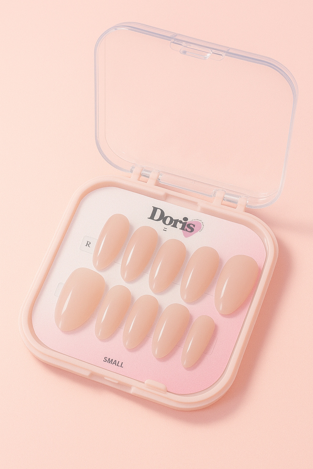 Nude Press On Nails - Natural Beige Glossy Oval Medium False Nails Set - Doris Beauty
