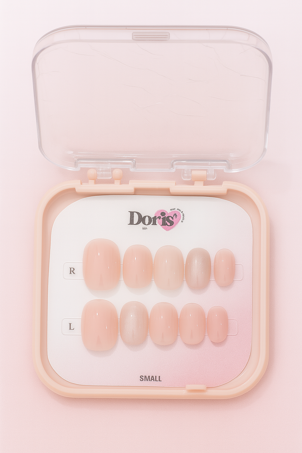 Nude Pink Press On Nails - Peach Glossy Oval Short False Nails Set - Doris Beauty